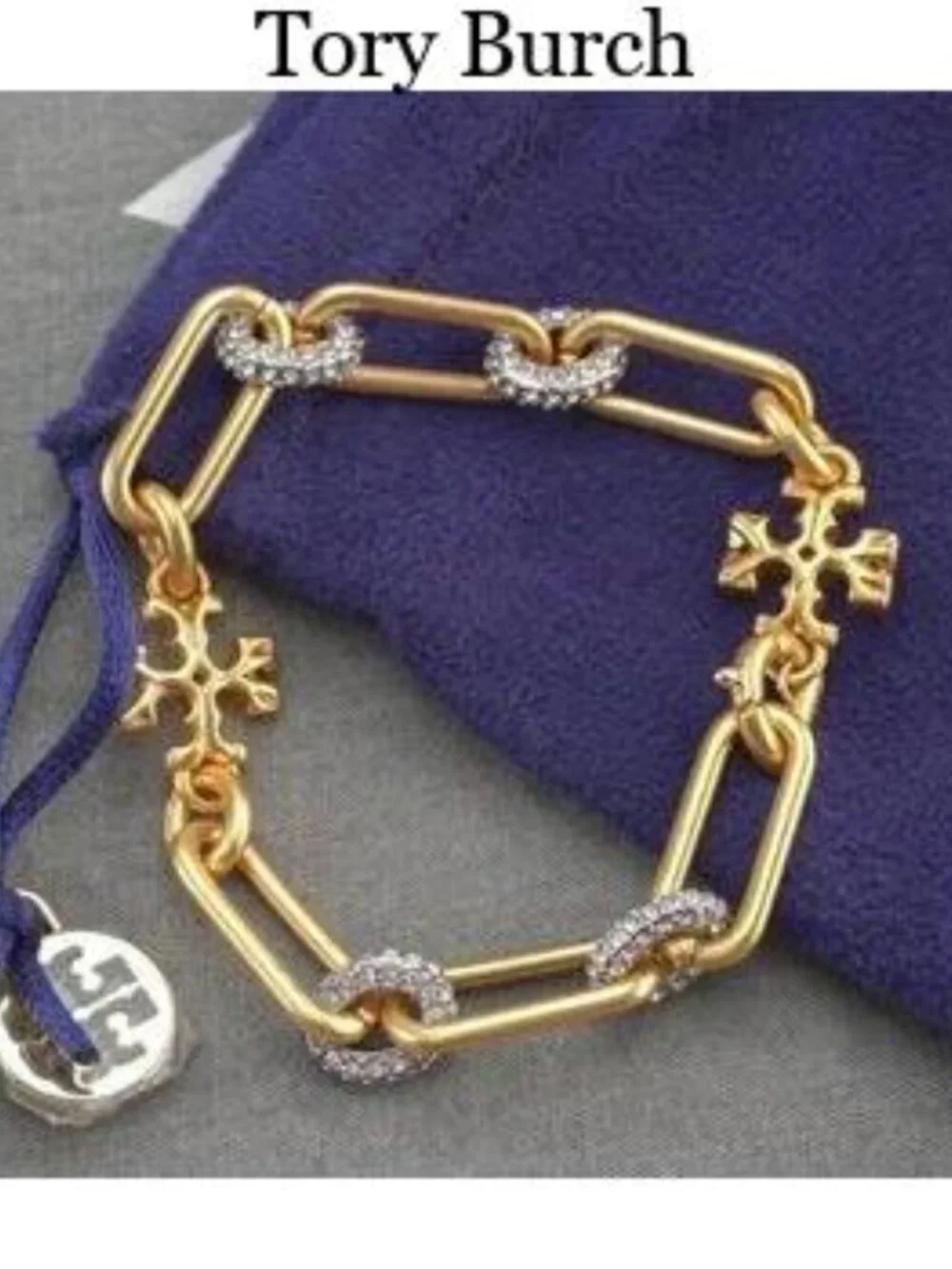 Tory Burch Roxanne Chain Pav?? Bracelet in Gold (BRAND NEW)